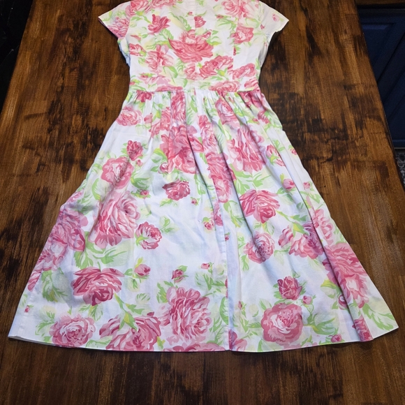 Isaac Mizrahi White Dress with Pink Floral Print Size 4 - Picture 5 of 5
